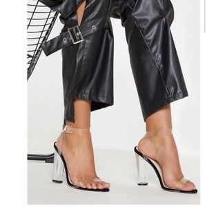 Black clear strap heel